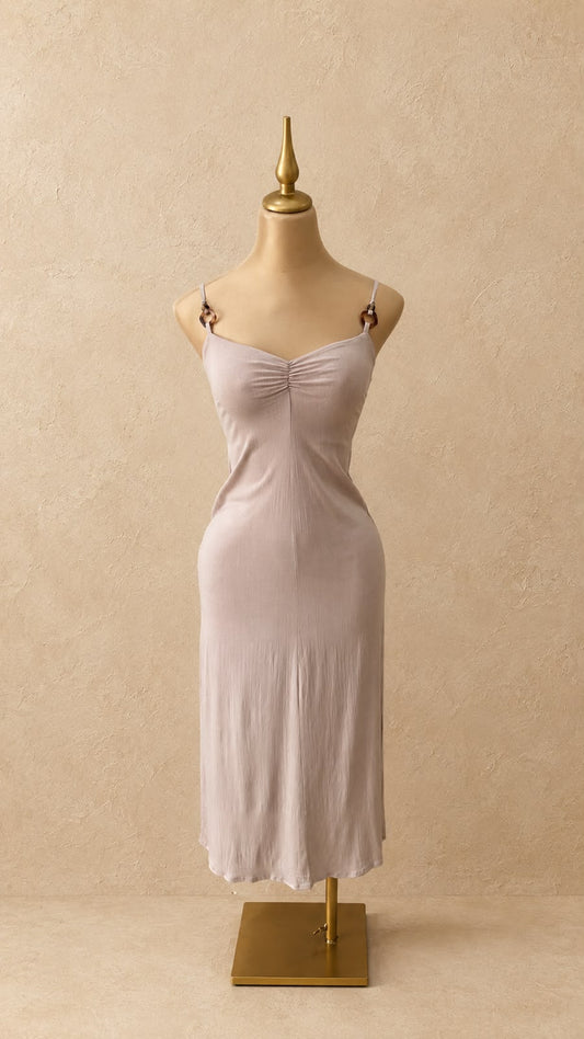 VESTIDO MIDI BEIGE